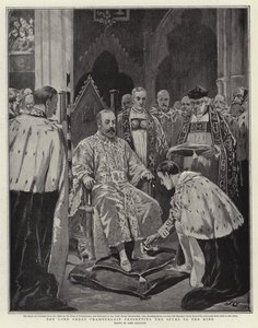 De Lord Great Chamberlain presenteert de Spurs aan de Koning